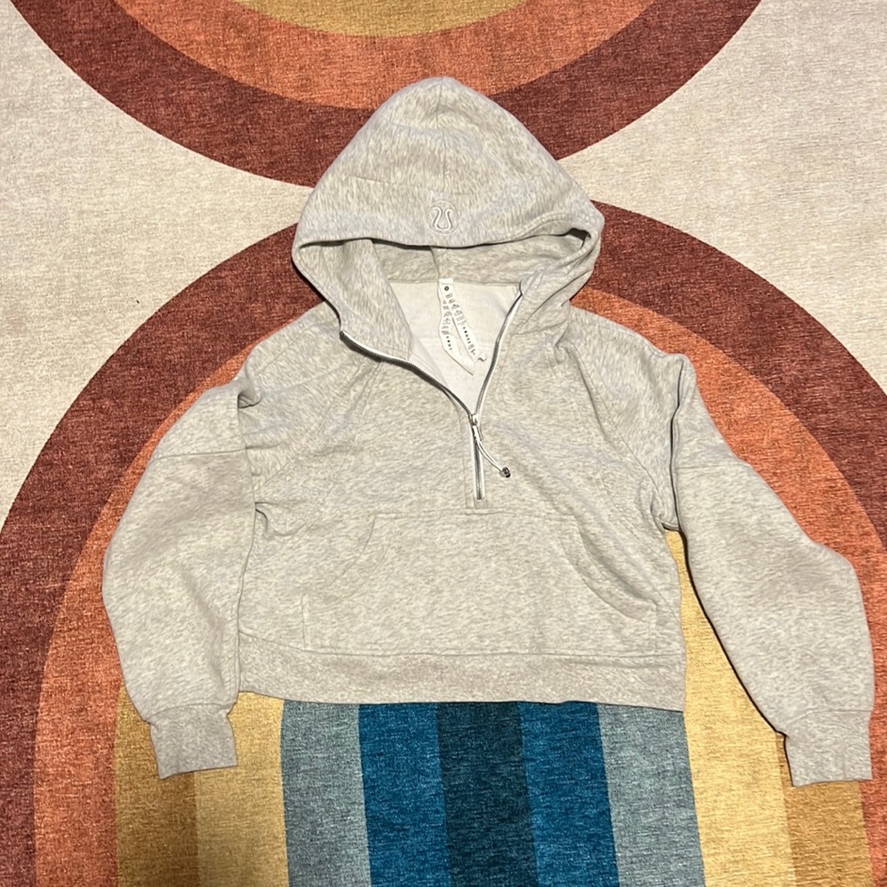 Lululemon Scuba Oversized Half-Zip Hoodie heathered core ultra light grey XS/S